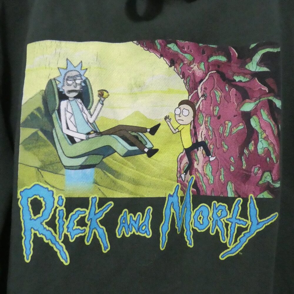 RICK AND MORTY | large | Green Hooded Sweatshirt / Hoodie